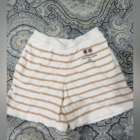 Pants - Striped Tan and White Women's Shorts